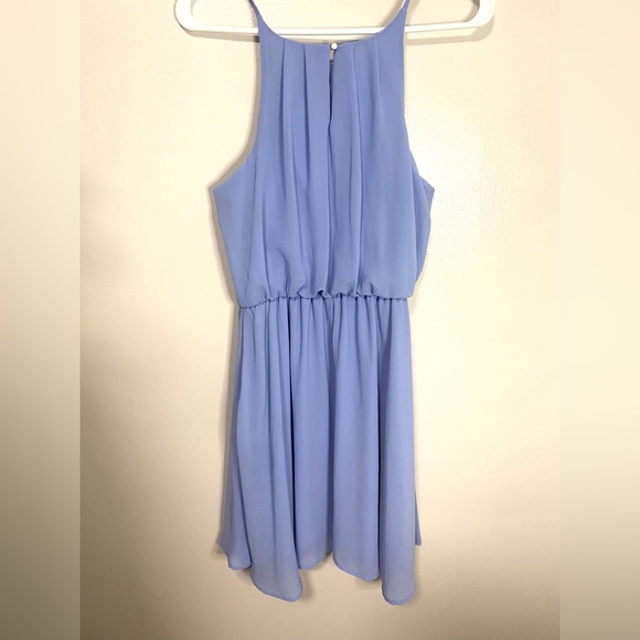Francesca’s Blue Rain Halter Sheath Mini Dress Periwinkle Size Medium - Picture 3 of 7